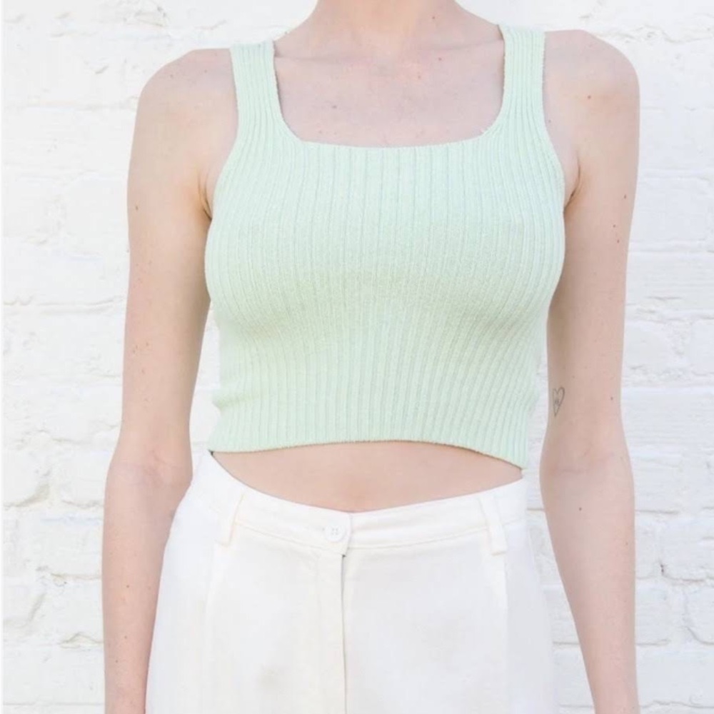 John Galt Mint Green Ribbed Tank Top